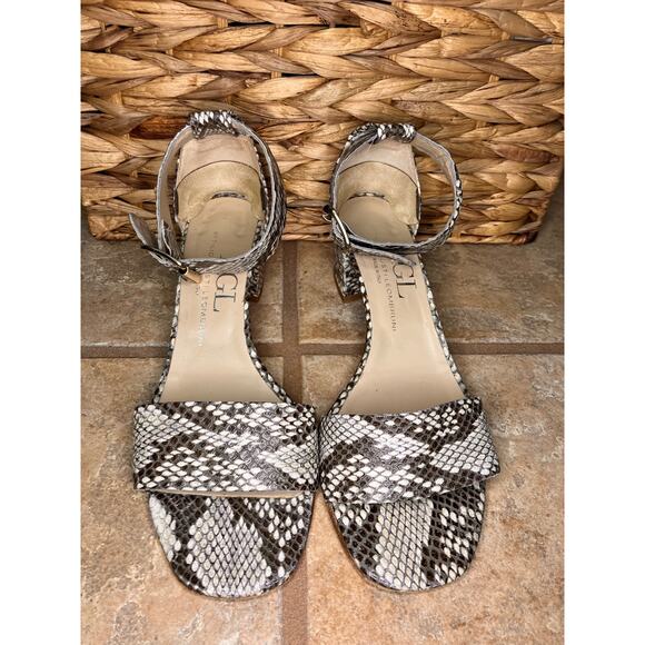 AGL Snakeskin Print Platform Sandals, Strappy, Sz 38, Made in Italy, Leather - Picture 1 of 8